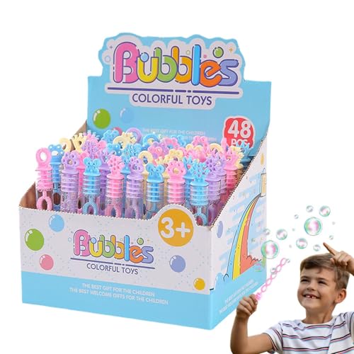 Duroecsain Bubble -Röhren für Kinder, Bubble -Zauberstäbe - 48x Hochzeitsfeier Bubble Stick Set | Buntes Schaumschaumflüssighersteller Spielset für Wettbewerbspreise, Abschlussfeierlichkeiten von Duroecsain