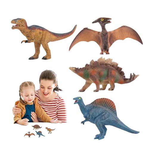 Duroecsain Dinosaurierspielzeug, Spielzeugdinosaurierfiguren,Set von 4 Dinosauriermodellen Figuren | Kuchen -, Sammlerminiaturen, Ostereierfüller, Realistic Kids Animal Toy für Weihnachten von Duroecsain