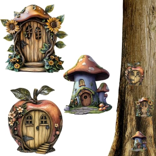 Duroecsain Feentür – Miniatur-Feentür aus Holz, 2D, 3 Zubehör, niedlich, rustikal und magisch, für Wanddekoration für Kinder, Garten, Baum, Feenhaus und Duroecsain Feentür – Miniatur-Feentür aus Holz, 2D, 3 Zubehör, niedlich, rustikal und magisch, für Wanddekoration für Kinder, Garten, Baum, Feenhaus und von Duroecsain