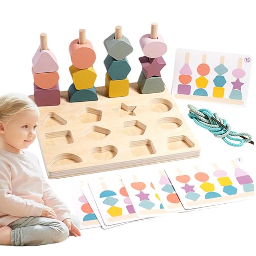 Duroecsain Form-Matching-Spiel, Form-Matching-Brett, Sequenzierungsspielzeug-Set aus Holz | Holzspielzeug für Kleinkinder für und Mädchen im Alter von 3, 4 und von Duroecsain