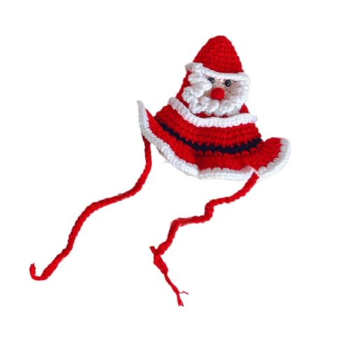 Duroecsain Gehäkelte Weihnachts-Hundemütze, Weihnachts-Hundemütze - Fleece gestrickte weiche Weihnachts-Welpenmütze - Verstellbares, attraktives Haustierkostüm, handgefertigte dekorative von Duroecsain