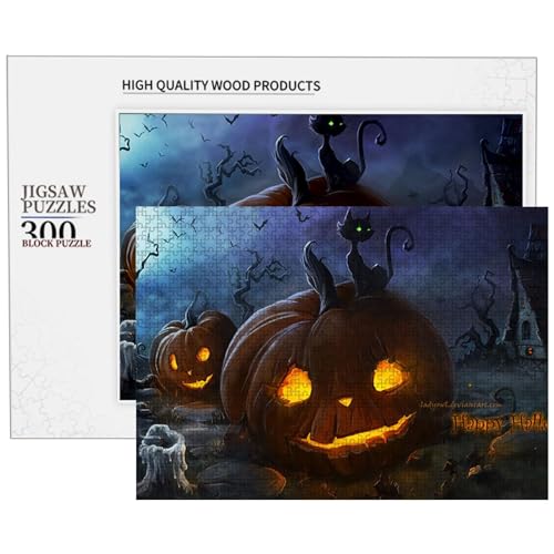 Duroecsain Halloween-Puzzles für Halloween, Puzzles aus Holz, Kürbislaterne, Lernspielzeug für Kinder von 8 bis 10 Jahren, Puzzle von Duroecsain