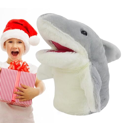 Duroecsain Handpuppentiere,Haifisch-Handspielzeug, Plüschtierspielzeug, Stofftierhandpuppe, Tierhandschuhspielzeug für Bett, Couch, Sofa, Stuhl, Spielzeit und Lernen von Duroecsain