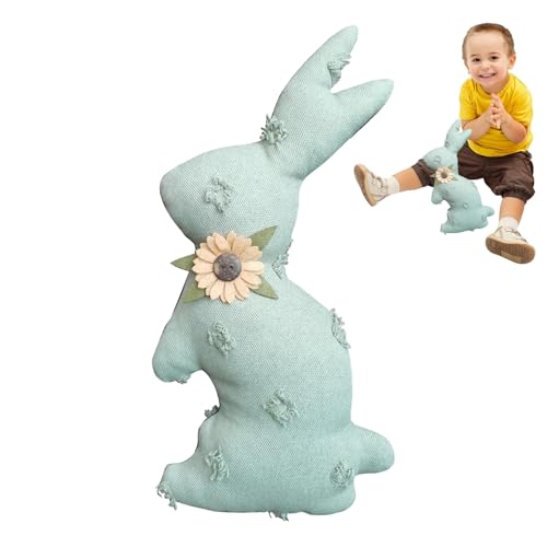 Duroecsain Hasenpuppenspielzeug, Kaninchenpuppe | Osterplüschhasen,Nette Hasenpuppe Blumendesign, Stofftierpuppe, Kaninchenkinderkissen, Osterspielzeug für, schlafender Komfort von Duroecsain