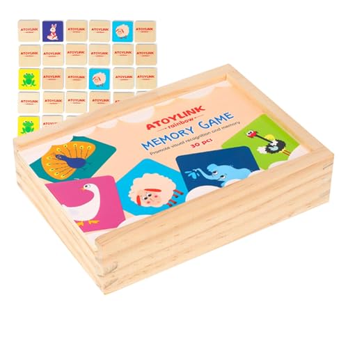 Duroecsain Holz-Zuordnungsspiel für Kinder, Holz-Tier-Zuordnungsspiele - Interaktive Holz-Matching-Karten-Matching-Spiele | Konzentrationslernspiele Vorschulpädagogisches Spielzeug für Kinder und von Duroecsain