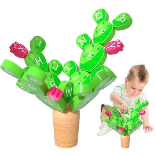 Duroecsain Kaktus Stacking Baby Toy, Holz Balance Game, Kaktus-Puzzle zum Stapeln mit Alphabet-Design | Lernzweige für Kinder von 3 bis 8 Jahren, Mädchen Duroecsain Kaktus Stacking Baby Toy, Holz Balance Game, Kaktus-Puzzle zum Stapeln mit Alphabet-Design | Lernzweige für Kinder von 3 bis 8 Jahren, Mädchen von Duroecsain