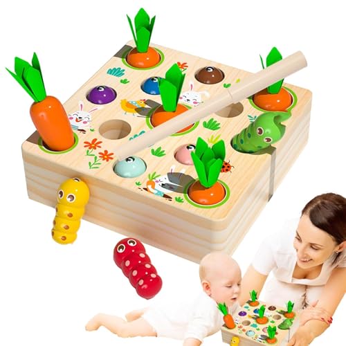 Duroecsain Karotten -Matching Toy, Karotten ziehen Spielzeug | Pädagogisches passendes Puzzle Baby Spielzeug - Lustige hölzerne multifunktionale Form Sortierer für das Vorschullernen von Duroecsain