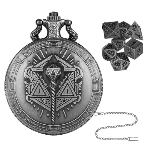 Duroecsain Kleines Würfelspiel, Würfelspiel für Taschenuhr – polyedrisches Würfelspielzeug mit Taschenuhrhülle, tragbares Würfel-Set – Steampunk, 7-teiliges Würfelspiel aus Metall, klein Duroecsain Kleines Würfelspiel, Würfelspiel für Taschenuhr – polyedrisches Würfelspielzeug mit Taschenuhrhülle, tragbares Würfel-Set – Steampunk, 7-teiliges Würfelspiel aus Metall, klein von Duroecsain