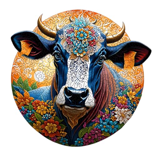 Duroecsain Lackiertes Kuhpuzzle, Hochlandkuh -Puzzle - Highland Cow 3D Rätsel | Kunstsammlungsinstrument für Freunde Partys, Familienversammlungen und persönliche Freizeitzeit von Duroecsain