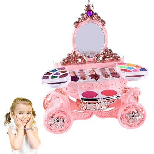 Duroecsain Mädchen Make -up Set, Kinder Make -up -Spielzeug - Mädchen Spielen Make -up -Kit mit Kosmetikkoffer,Kleinkind Eitelkeits Schönheit Set mit Puppe für zu Hause, Kinderzimmer, Schule von Duroecsain