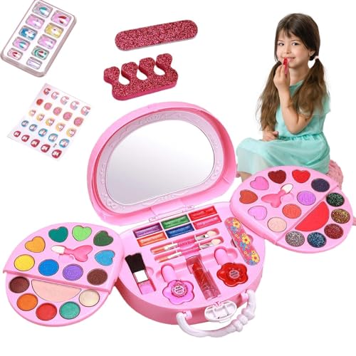 Duroecsain Make-up-Set für Mädchen - Make-up-Spielzeug-Make-up-Set für kleine Mädchen zum Rollenspiel - Sicheres, komplettes und tragbares Make-up-Set für kleine Mädchen als Geburtstags- und von Duroecsain