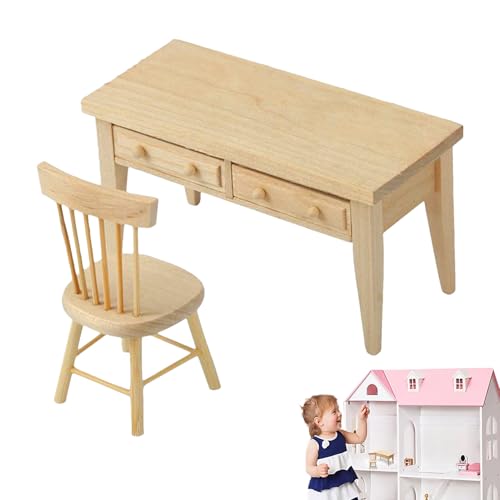 Duroecsain Möbel für Puppenhaus, Tisch und Stühle, Miniaturzubehör, Maßstab 1/12, für Puppenhaus, Symbolisches Spiel für Jungen und Mädchen, Dekoration, Ausstellungsspielzeug Duroecsain Möbel für Puppenhaus, Tisch und Stühle, Miniaturzubehör, Maßstab 1/12, für Puppenhaus, Symbolisches Spiel für Jungen und Mädchen, Dekoration, Ausstellungsspielzeug von Duroecsain