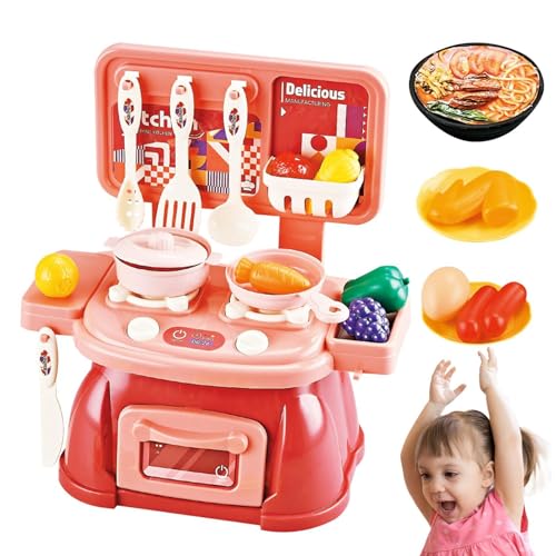 Duroecsain Pretend Food Kitchen Toys, Küchenspielset | Zubehör für Küchengeschirr-Sets - Interaktives tragbares Küchenspielzeug für Mädchen im Alter von 3–6 Jahren von Duroecsain