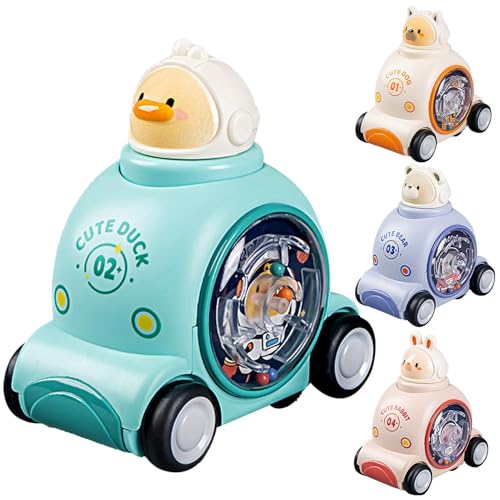 Duroecsain Push Car Toy Spielzeug, Spielzeugauto für Kleinkind - Cartoon Space Animal Racing Car - Pädagogische niedliche dringende Reibungsfahrzeug, Reiseaktivitäten geschäftiger Würfelspielzeug für von Duroecsain