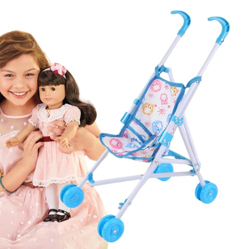 Duroecsain Regenschirm-Kinderwagen, Kinderwagenspielzeug für Babys - Puppenwagen für Babys,Puppenzubehör, Spielzeug mit T-förmigem Gürtel, Rollenspielspielzeug für, Mädchen, Babys von Duroecsain