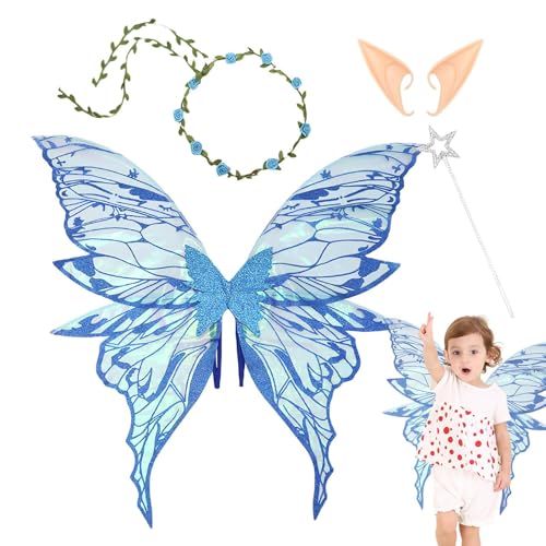 Duroecsain Schmetterlingsflügel für Mädchen | Kostüm mit Engelsflügeln und Ohren – Prinzessinnen-Kostüm für Bühne, Rollenspiel, Cosplay, Geburtstage und Partys Duroecsain Schmetterlingsflügel für Mädchen | Kostüm mit Engelsflügeln und Ohren – Prinzessinnen-Kostüm für Bühne, Rollenspiel, Cosplay, Geburtstage und Partys von Duroecsain