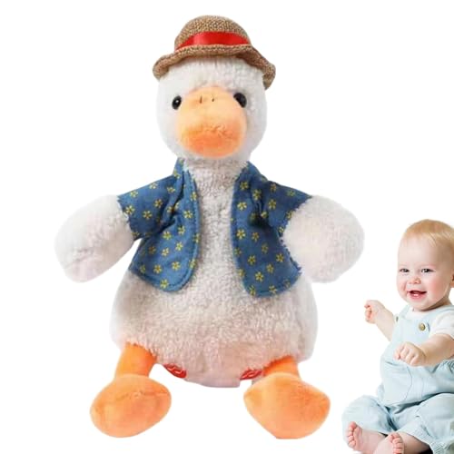 Duroecsain Singende Ente Plüsch, sprechend singende Ente,Singen Duck Stoffed Animal | Leuchtende Farben lustig interaktiv mit Puppengelbhut für Geburtstag Kinder, Innenräume von Duroecsain