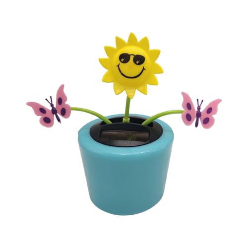 Duroecsain Solarbetriebene tanzende,Solar-Sonnenblumen-Ornament | Tragbares Autospielzeug mit schüttelndem Kopf, Wiederverwendbare solarbetriebene Armaturenbrett-Dekoration für Zuhause, von Duroecsain