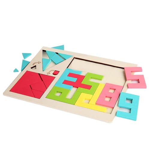 Duroecsain Tangrams für Puzzles aus Holzblöcken | Tangram-Spielzeug Jigsaw – Puzzle in geometrischer Form, Lernspielzeug von Tangram für Kindergarten für Kinder ab 3 Jahren von Duroecsain