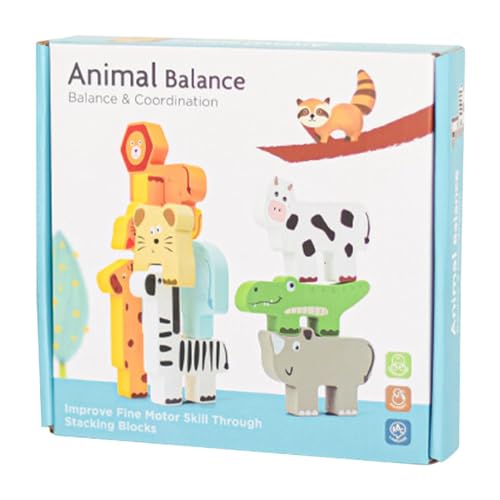 Duroecsain Tier-Balance-Spiel, Holzstapelsteine Tiere - Tierbausteine Spielzeug - Bildungspuzzlespielzeug mit abgerundeten Ecken für Zuhause, Schule, Reisen, Outdoor von Duroecsain