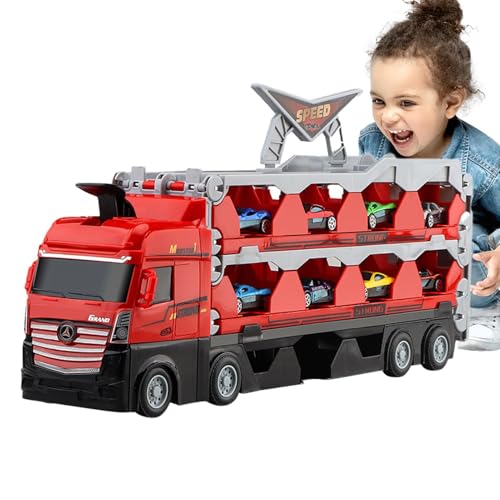 Duroecsain Transport-LKW-Spielzeug für Kinder, Autotransporter-Spielzeug-LKW | Zusammenklappbarer Autoaufbewahrungs- und Transporter-Spielzeug-LKW | Set aus doppellagigem Auto und faltbarem von Duroecsain