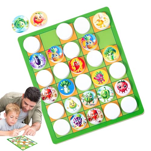 Duroecsain XOXO-Spiel für Kinder,XOXO-Spiel aus Holz, Merkspiel, Klassisches Familien-Kinder-Lernspielzeug, Strategie-Denkspiel, Brettspiel für Kinder, Erwachsene von Duroecsain