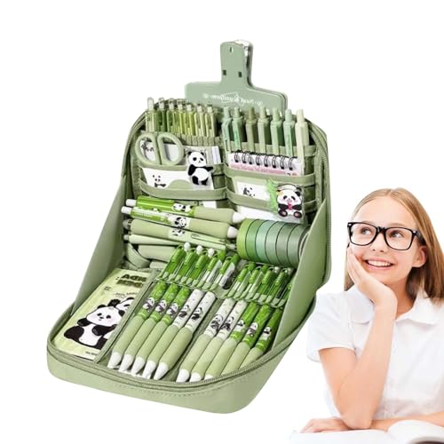 Panda Schulset – Studienbedarf – Set mit Lineal Notizbuch Schlüsselanhänger Stifte Federmäppchen Etiketten für Schüler Panda Schulset – Studienbedarf – Set mit Lineal Notizbuch Schlüsselanhänger Stifte Federmäppchen Etiketten für Schüler von Duroecsain