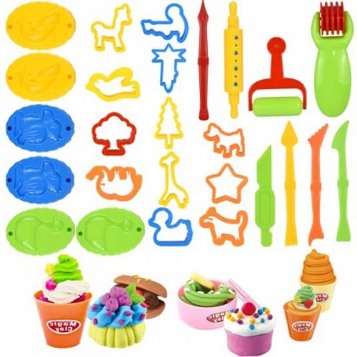 26 Stück Knete Zubehör Set, Knete Werkzeug, Knetwerkzeug, Teiliges Spielteig Set für Kinder, Teig Plastilin Werkzeuge, Knetwerkzeugset von Duronge