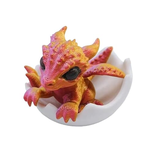 3D-Mini-Drache im Ei, kleine Miniatur des Drachen, schlüpfender Drache, neugeborener Drache im Ei, Kunst, Drachenstatue, Desktop-Ornamente für Fantasy-Enthusiasten, Sammler von Dusarls