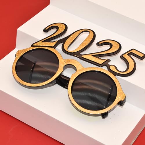 Dusarls 2025 Kunststoffbrille, Happy New Year's Eve Brille, 2025 Nummer Brillen, Feier-Brille für Klasse 2025 Party Cosplay Foto Requisiten Supplies von Dusarls