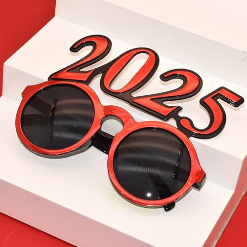 Dusarls 2025 Kunststoffbrille, Happy New Year's Eve Brille, 2025 Nummer Brillen, Feier-Brille für Klasse 2025 Party Cosplay Foto Requisiten Supplies von Dusarls