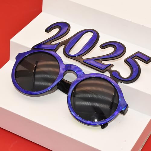 Dusarls 2025 Kunststoffbrille, Happy New Year's Eve Brille, 2025 Nummer Brillen, Feier-Brille für Klasse 2025 Party Cosplay Foto Requisiten Supplies von Dusarls