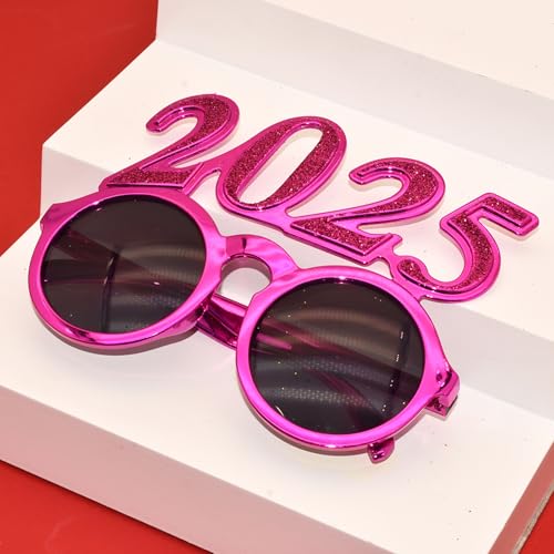 Dusarls 2025 Kunststoffbrille, Happy New Year's Eve Brille, 2025 Nummer Brillen, Feier-Brille für Klasse 2025 Party Cosplay Foto Requisiten Supplies von Dusarls