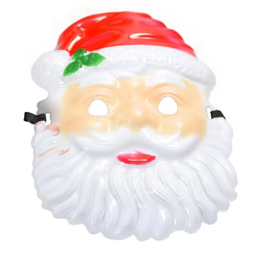 Dusarls Weihnachtsmann Kunststoff Maske, Santa Modelliermaske mit roter Weihnachtsmütze, Weihnachten Alter Mann Cosplay Maske für Xmas Motto Tanzparty Zubehör von Dusarls