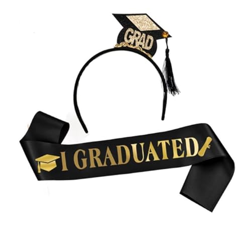 Dusenly 2024 Graduation Cap Stirnband Abschlussband Schärpe Stirnband Set für 2024 Abschlussfeier Zeremonie Party Dekoration Gastgeschenke von Dusenly