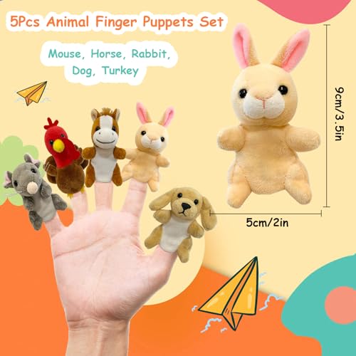 Duuclume 5 verschiedene weiche Tier-Fingerpuppen, winzige, niedliche, interaktive Haustier-Geschenke für Katze und Hund, lustige Fingerpuppen für Geschichtenerzählen, Spielshows von Duuclume