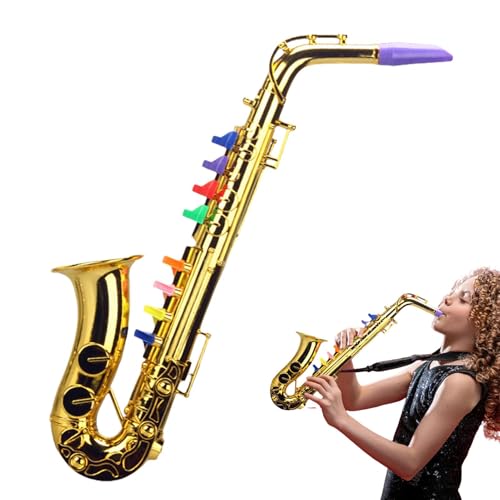 Duvcoywae Saxophon-Lernspielzeug, Spielzeug-Saxophon für Kinder - Musikinstrumente Spielen Spielzeug-Saxophon,Tragbare Trompeten-Saxophon-Trompeteninstrumente für Kinder, Kinder von Duvcoywae