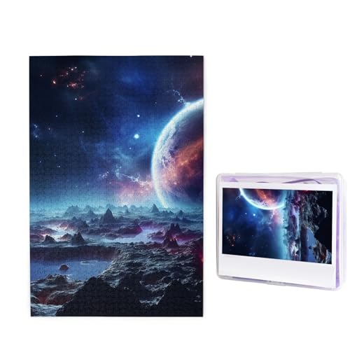 1000 Teile Puzzle – 3D Planet Weltraum Sterne Puzzles für Erwachsene Herausforderndes Puzzle Personalisiertes Bild Puzzle Holzpuzzle 74,9 x 50 cm von Dwrepo