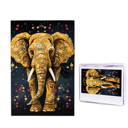 1000 Teile Puzzle – Abstrakte Elefanten-Puzzles für Erwachsene, herausforderndes Puzzle, personalisiertes Bildpuzzle, Holzpuzzle, 74,9 x 50 cm von Dwrepo