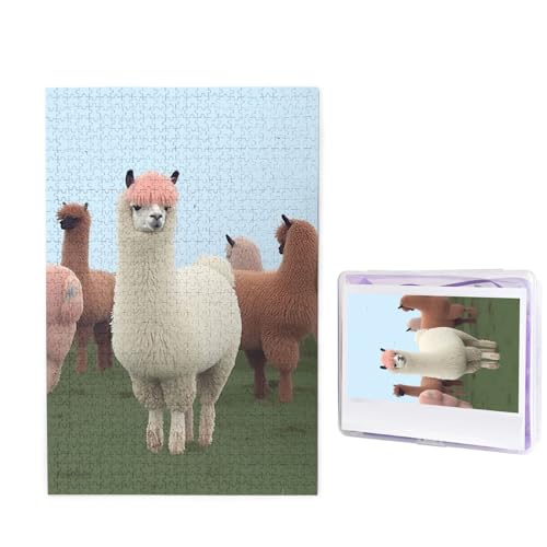 1000 Teile Puzzle – Alpakas-Puzzles für Erwachsene, herausforderndes Puzzle, personalisiertes Bildpuzzle, Holzpuzzle, 74,9 x 50 cm von Dwrepo