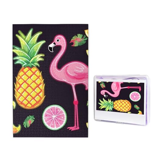 1000 Teile Puzzle – Ananas-Banananen-Flamingo-Puzzles für Erwachsene, herausforderndes Puzzle, personalisiertes Bildpuzzle, Holzpuzzle, 74,9 x 50 cm von Dwrepo