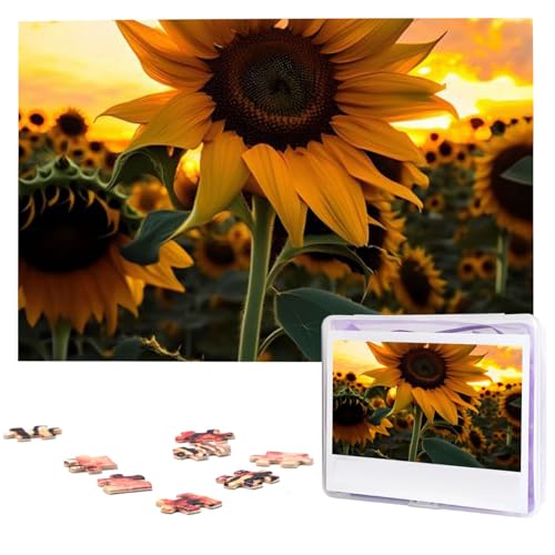 1000 Teile Puzzle – Bauernhof-Sonnenblumen-Puzzles für Erwachsene, herausforderndes Puzzle, personalisiertes Bildpuzzle, Holzpuzzle, 74,9 x 50 cm von Dwrepo