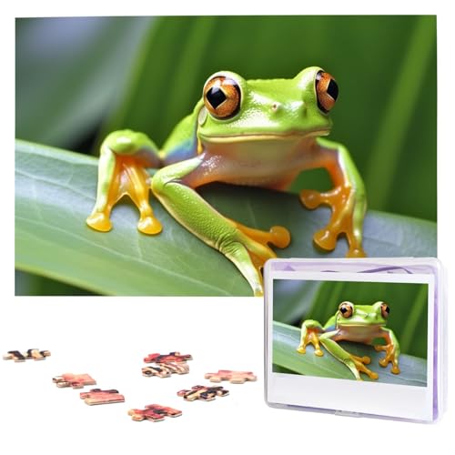 1000 Teile Puzzle – Baumfrosch-Puzzles für Erwachsene, herausforderndes Puzzle, personalisiertes Bildpuzzle, Holzpuzzle, 74,9 x 50 cm von Dwrepo