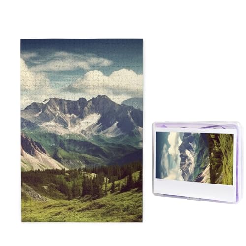 1000 Teile Puzzle – Berge Landschaft Puzzles für Erwachsene, herausforderndes Puzzle, personalisiertes Bild, Puzzle, Holzpuzzle, 74,9 x 50 cm von Dwrepo