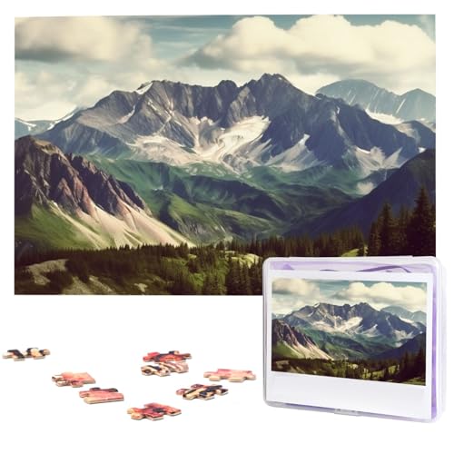 1000 Teile Puzzle – Berge Landschaft Puzzles für Erwachsene, herausforderndes Puzzle, personalisiertes Bild, Puzzle, Holzpuzzle, 74,9 x 50 cm von Dwrepo