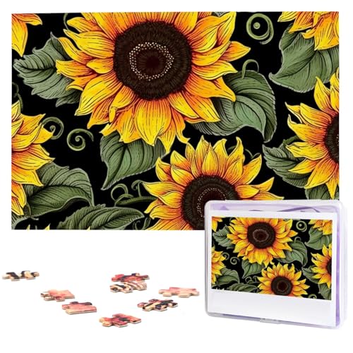 1000 Teile Puzzle – Blumen-Sonnenblumen-Puzzles für Erwachsene, herausforderndes Puzzle, personalisiertes Bildpuzzle, Holzpuzzle, 74,9 x 50 cm von Dwrepo