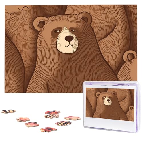 1000 Teile Puzzle – Braunbär-Puzzles für Erwachsene, herausforderndes Puzzle, personalisiertes Bildpuzzle, Holzpuzzle, 74,9 x 50 cm von Dwrepo