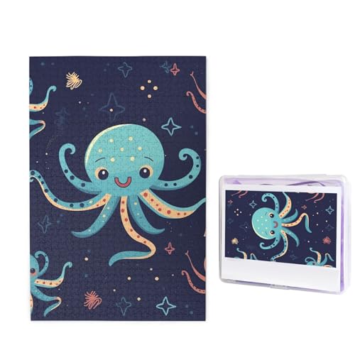 1000 Teile Puzzle – Cartoon-Oktopus-Puzzles für Erwachsene, herausforderndes Puzzle, personalisiertes Bildpuzzle, Holzpuzzle, 74,9 x 50 cm von Dwrepo