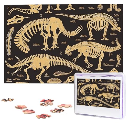 1000 Teile Puzzle – Dinosaurier-Skelett-Puzzles für Erwachsene, herausforderndes Puzzle, personalisiertes Bildpuzzle, Holzpuzzle, 74,9 x 50 cm von Dwrepo