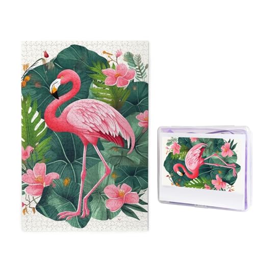 1000 Teile Puzzle – Flamingo-Vogel-Puzzle, runde Blätter, Puzzles für Erwachsene, herausforderndes Puzzle, personalisiertes Bild, Puzzle, Holzpuzzle, 74,9 x 50 cm von Dwrepo